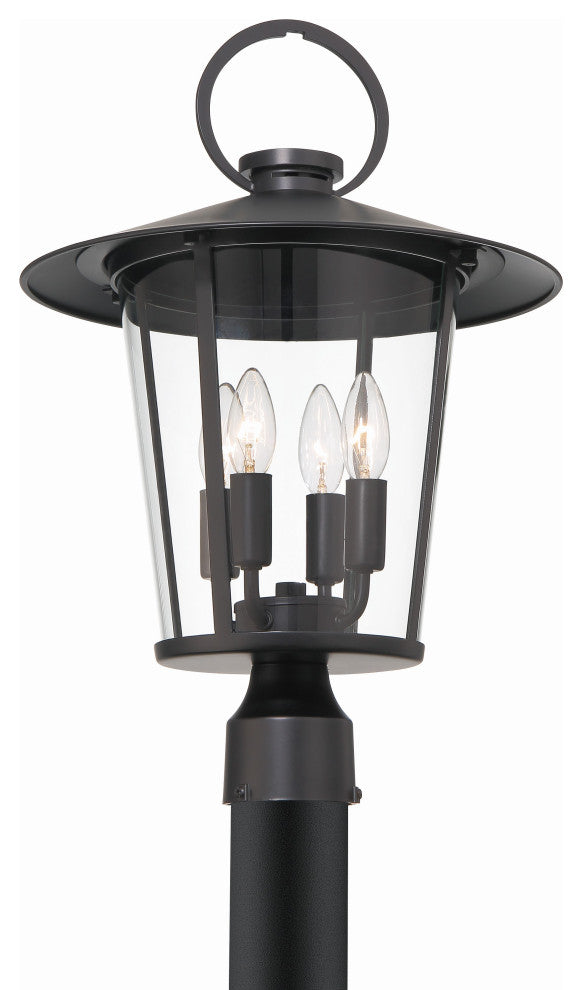 Andover 4-Light Matte Black Outdoor Lantern Post