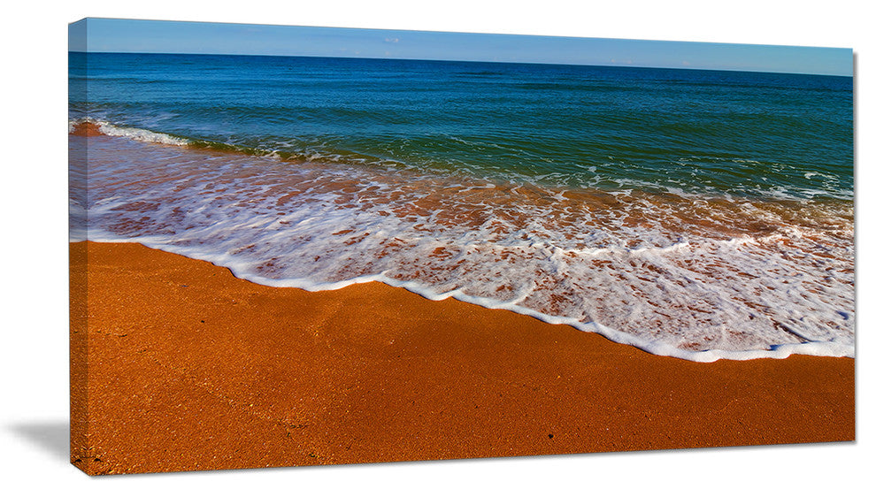 "Summer Beach With White Waves" Modern Beach Canvas Art Print, 40"x20"