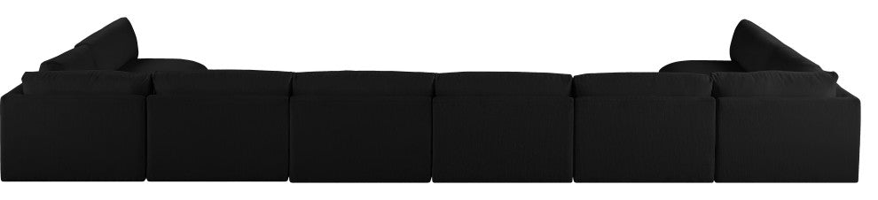 Ease Fabric Upholstered L-Shaped Modular Sectional, Black, 8 Piece: 2 Corner, 6 Armless