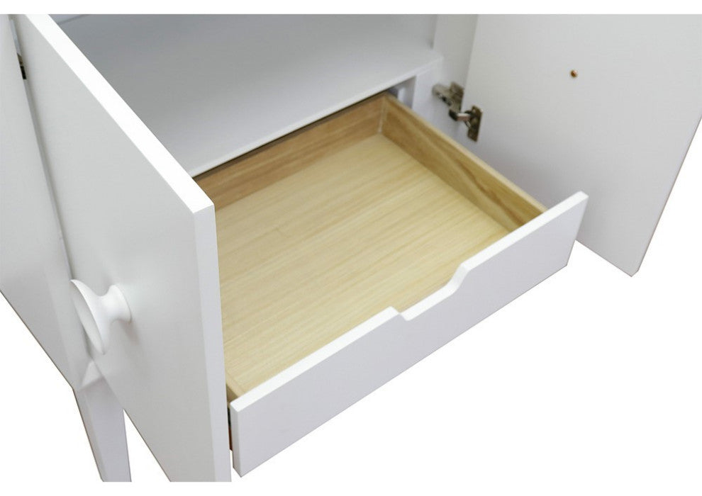 31" Single Vanity, White Finish With White Engineered Stone Top And Oval Sink