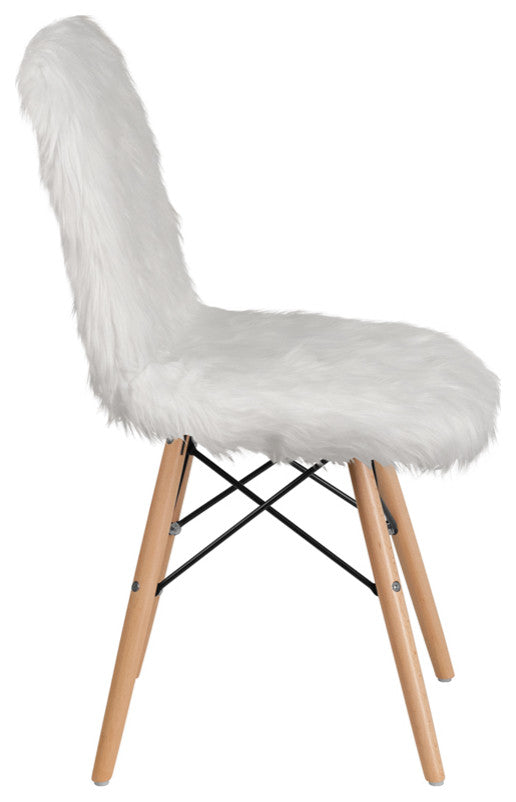 Shaggy Dog White Accent Chair