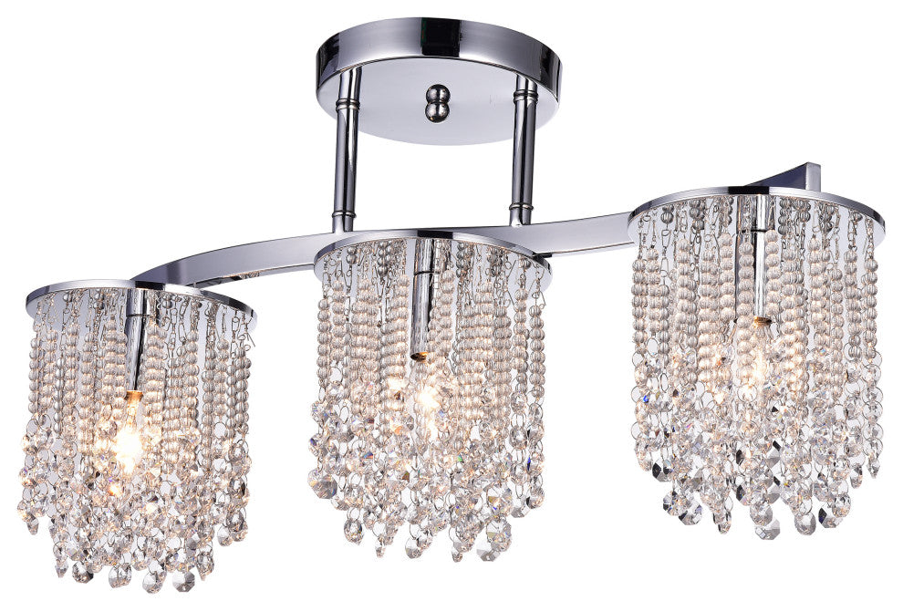 Thorens 3 Light Cluster Cylinder Semi Flush Mount, Chrome