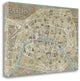 "Monuments Of Paris Map Blue" By Wild Apple Portfolio, Gallery Wrap Canvas