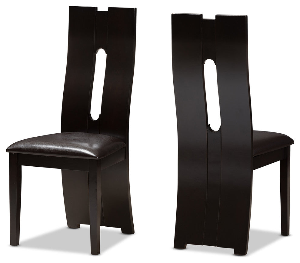 Alani Modern Dark Brown Faux Leather Upholstered 5-Piece Dining Set