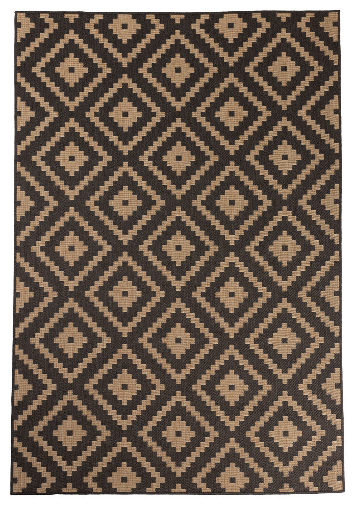 Outdoor Collection Accent Diamond Rug - Moroccan Rug, Charcoal, 7'10"x10'