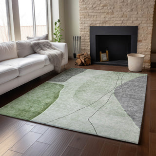 Premium Machine Washable Mayfield AMF696 Green 8' x 10' Rug