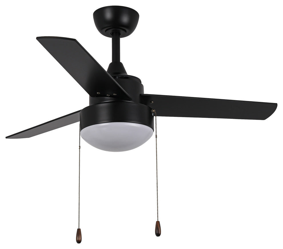 42-inch Industrial Black Ceiling Fan with Light and Pull Chain