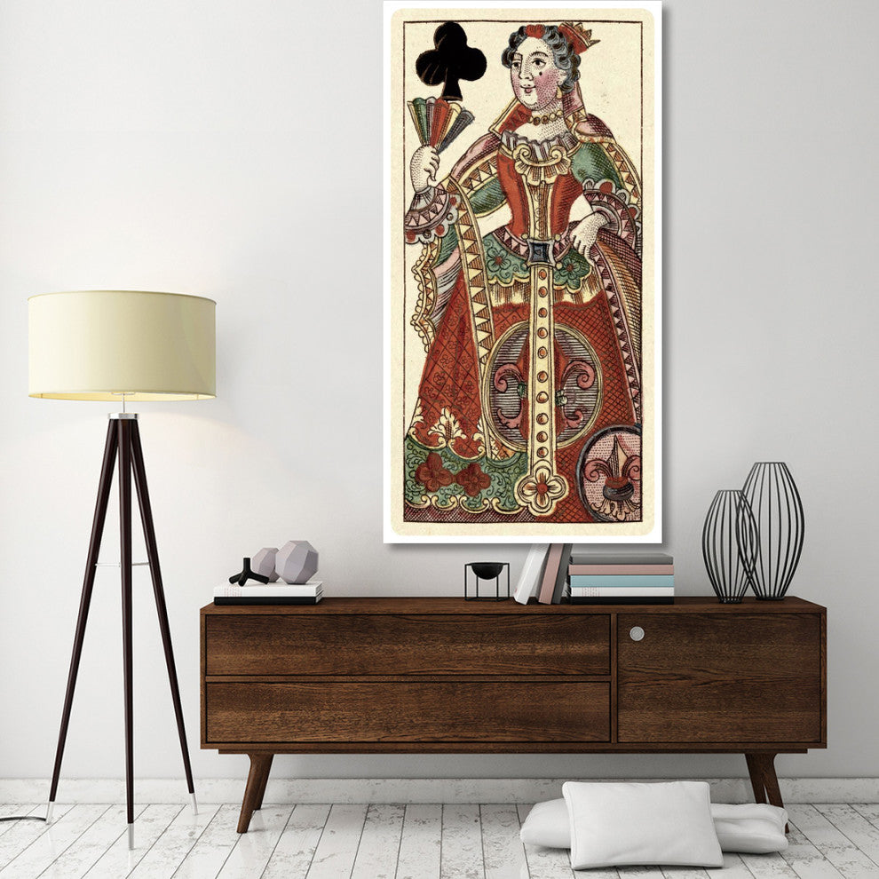 "Queen of Clubs (Bauern Hochzeit Deck)" Paper Art, 38"x74"
