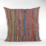 Plutus Multi-Color Red Sea Stripe Luxury Throw Pillow, 22"x22"