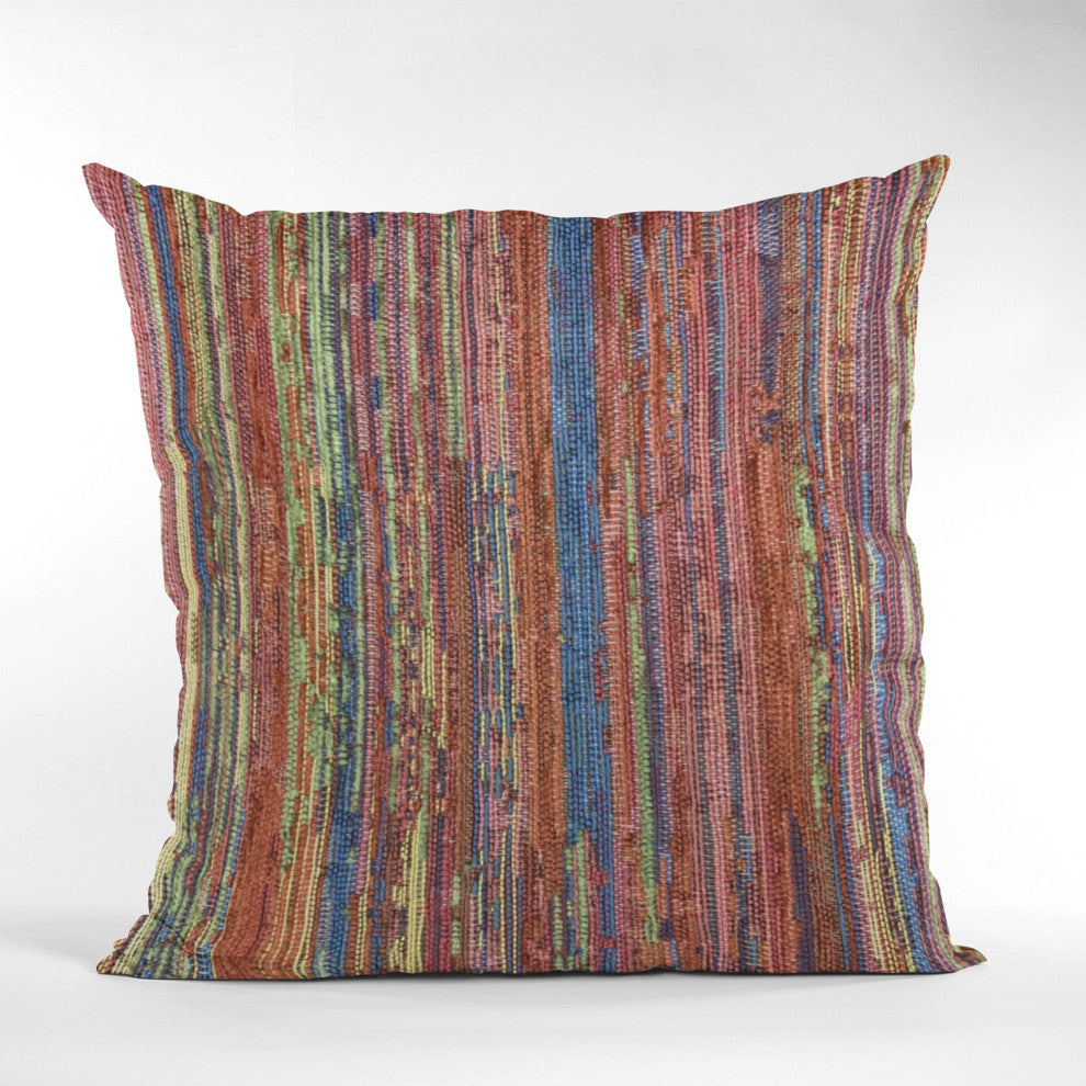 Plutus Multi-Color Red Sea Stripe Luxury Throw Pillow, 22"x22"