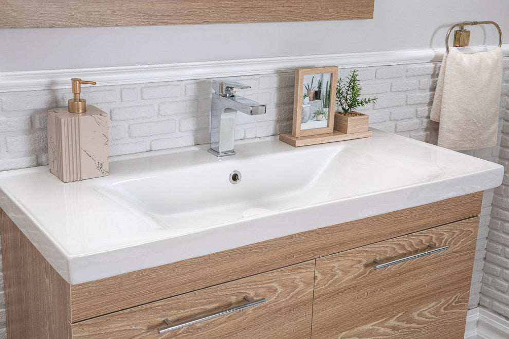 Elio Collection Fawn Bathroom Vanity With Sink, Mirror, Countertop, 40