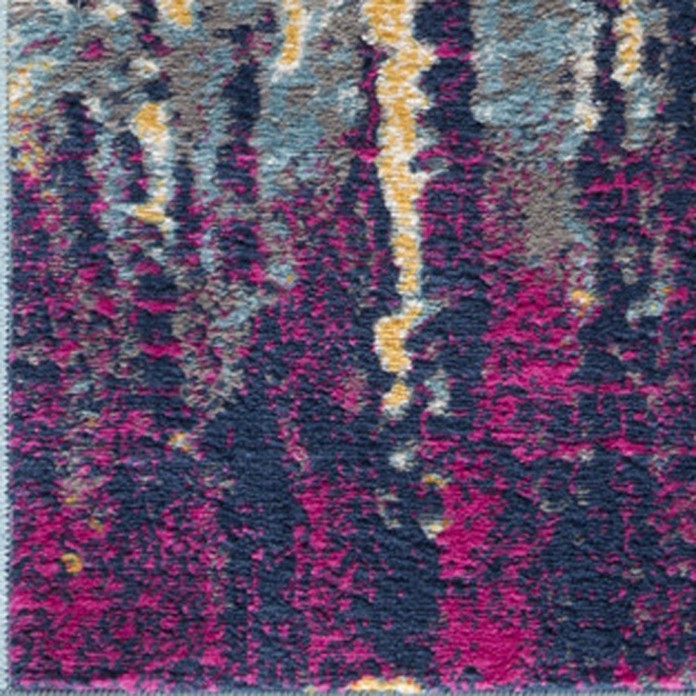 5'x7' Gray Ivory And Magenta Abstract Area Rug