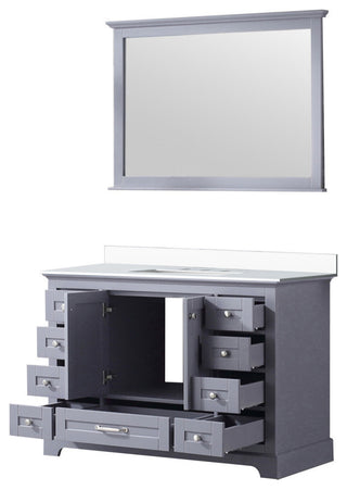 Dukes 48" Dark Grey Single Square Sink Vanity with Quartz Top, With Mirror