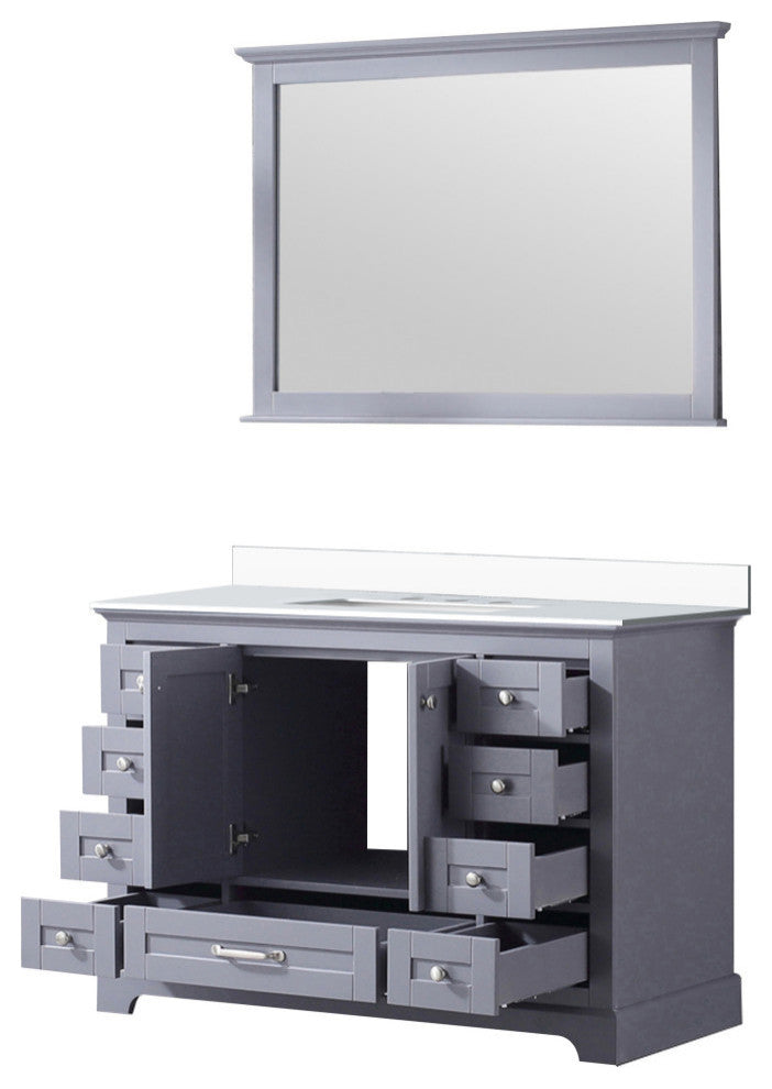 Dukes 48" Dark Grey Single Square Sink Vanity with Quartz Top, With Mirror