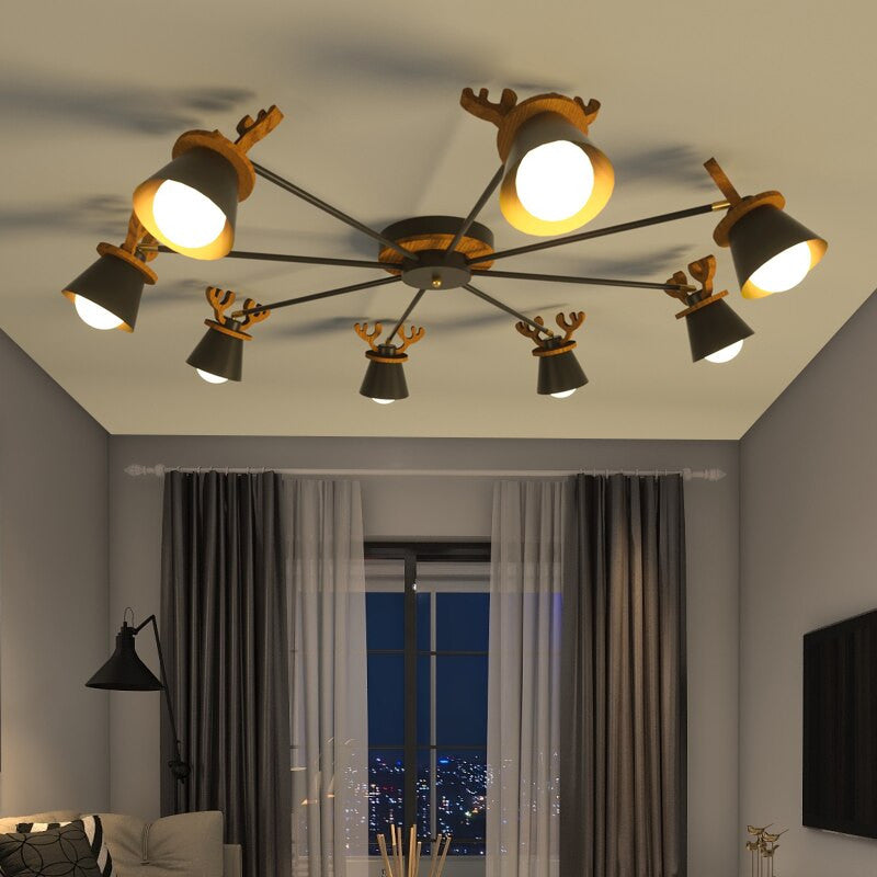 MIRODEMIÂ® Cap-d'Ail | Creative Ceiling Light with Deer Antlers Design, 8 Lights