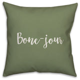 Bone-jour in Green 18x18 Throw Pillow Cover
