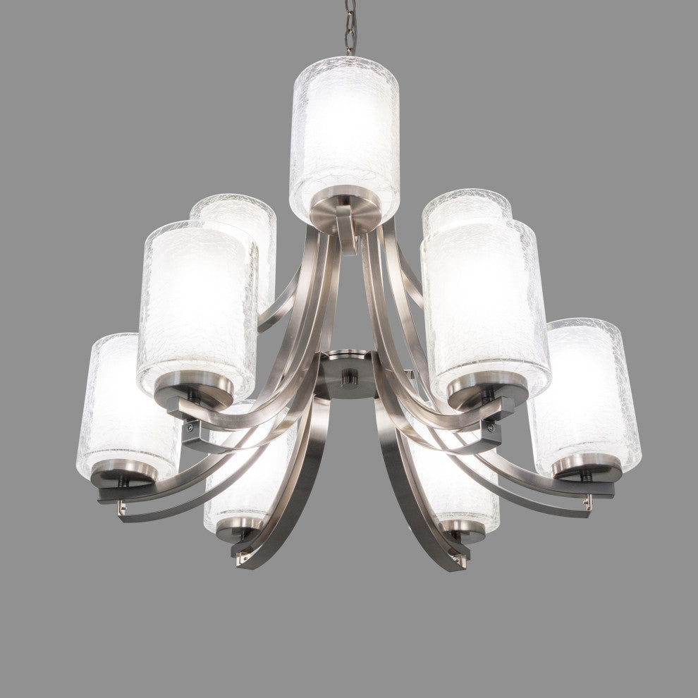 Modern Classic 9-Light Chandelier, Satin Nickel