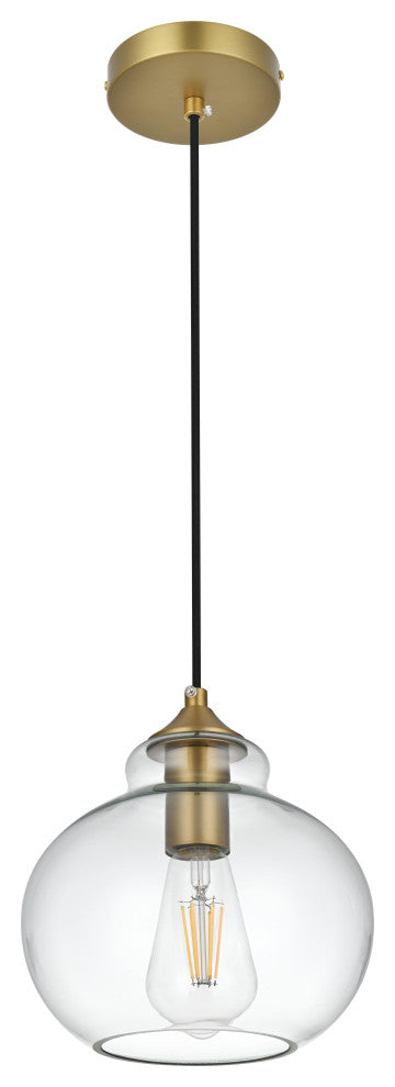 Home Living 8" Pendant Clear Shade, Satin Gold