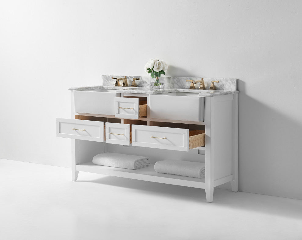 Hayley Bathroom Vanity Set, White, 60"