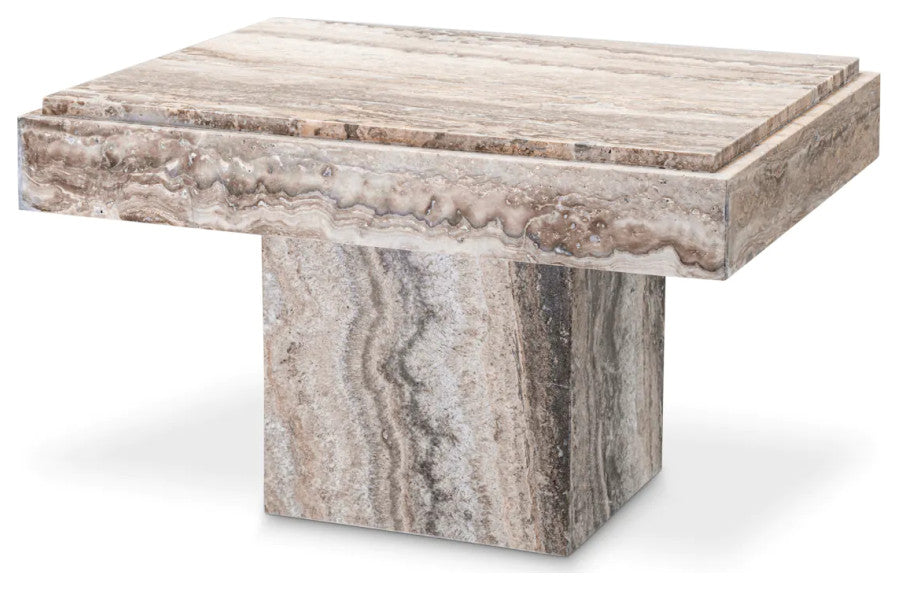 Silver Travertine Rectangular Side Table, Eichholtz Sartoria