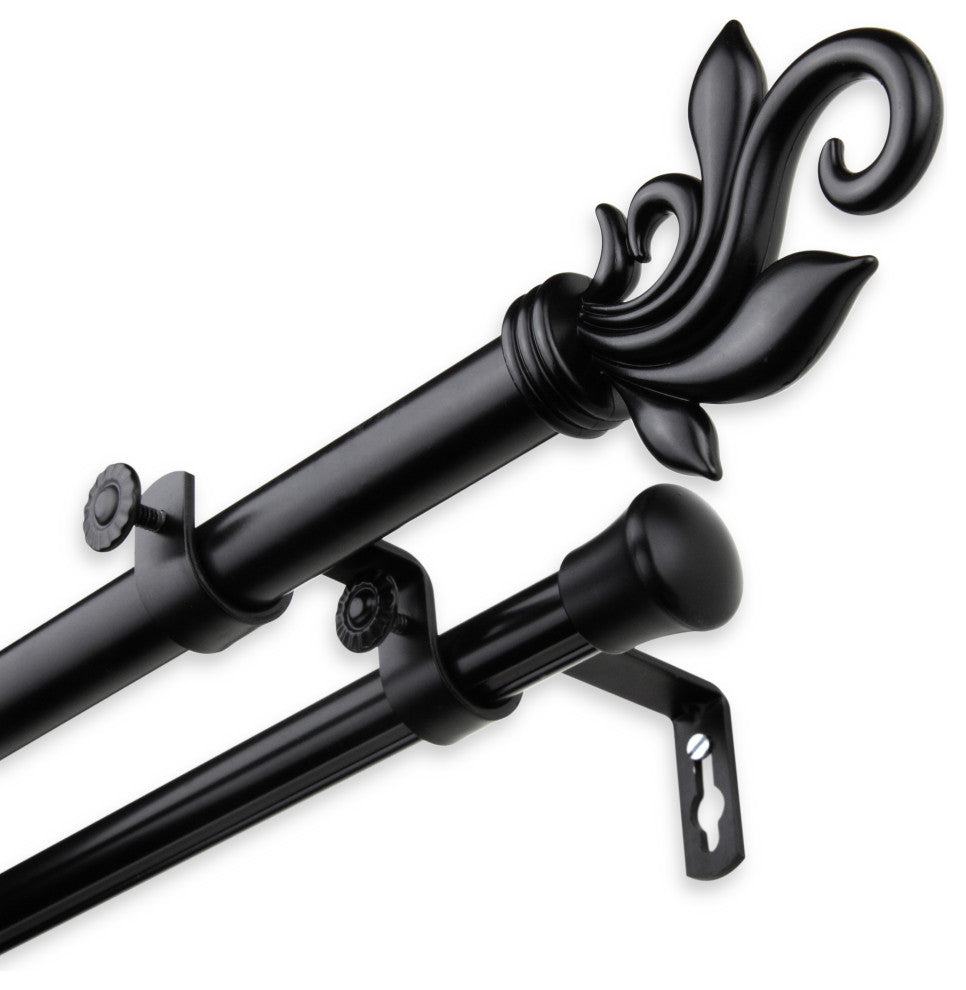 Giles Double 13/16" dia. Curtain Rod, Black, 48"-84"