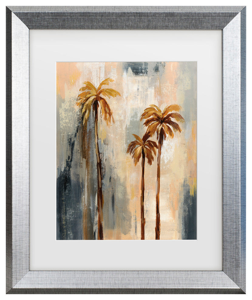 Silvia Vassileva ''Palm Trees I'' Matted Framed Art