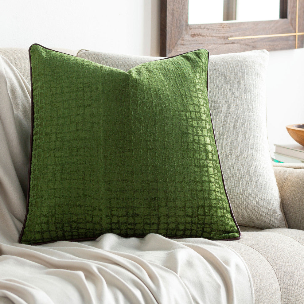 Surya Tambi Medium Green Pillow Cover 20"H X 20"W