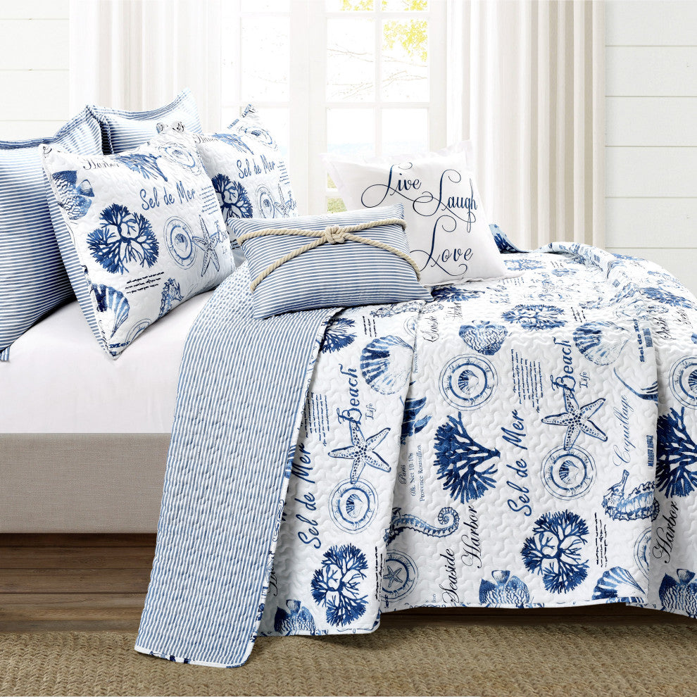Harbor Life Quilt 7 Piece Set, Indigo, Full/Queen