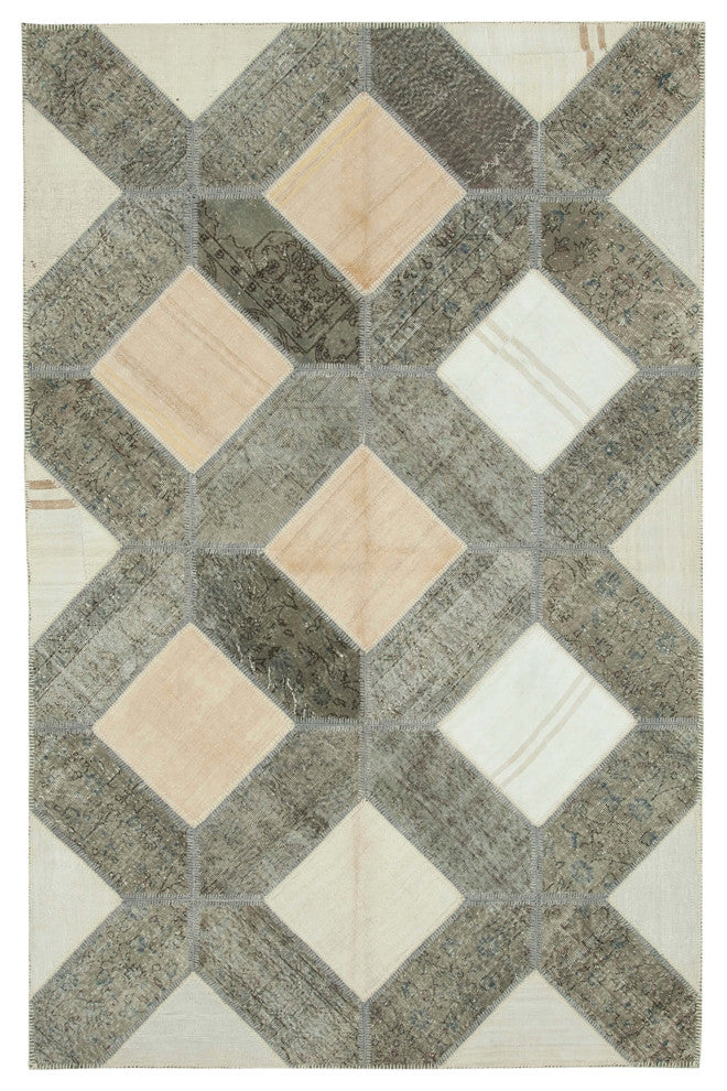 Rug N Carpet - Handmade Turkish 6' 6" x 10' 0" Wool Patchwork Area Rug