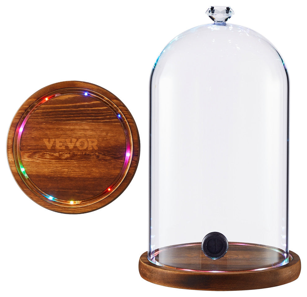 VEVOR Smoking Gun Accessory Glass Cloche Dome Cover for Smoke Infuser Wood Base