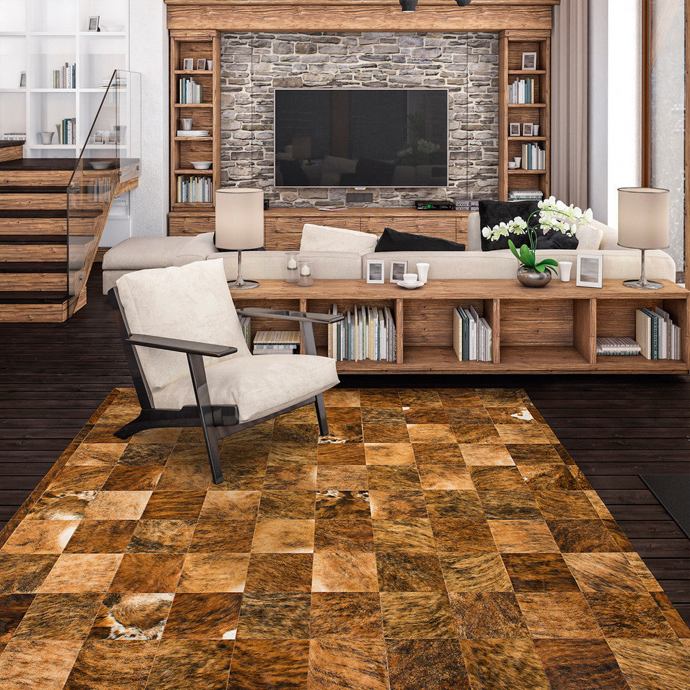 Cowhide Patchwork Rug, Ares, Jasper, 8'x10'