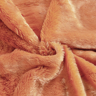 Plain Faux Fur Throw Blanket, Burnt Orange, 60"x80"