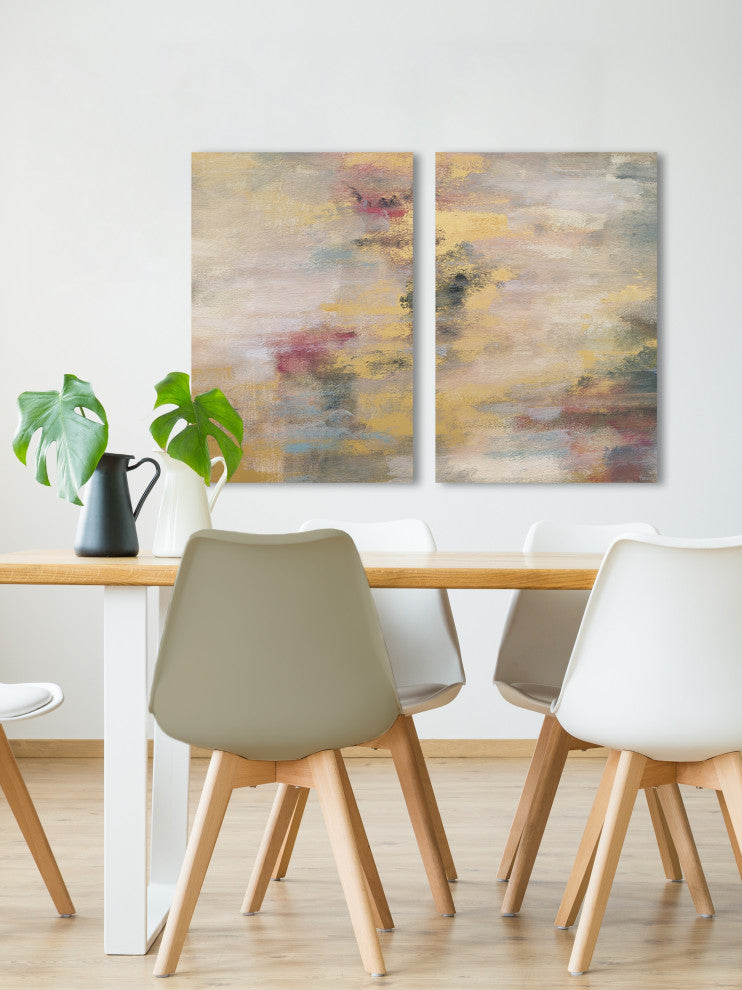 Yellow Streaks Diptych, 48"x36"