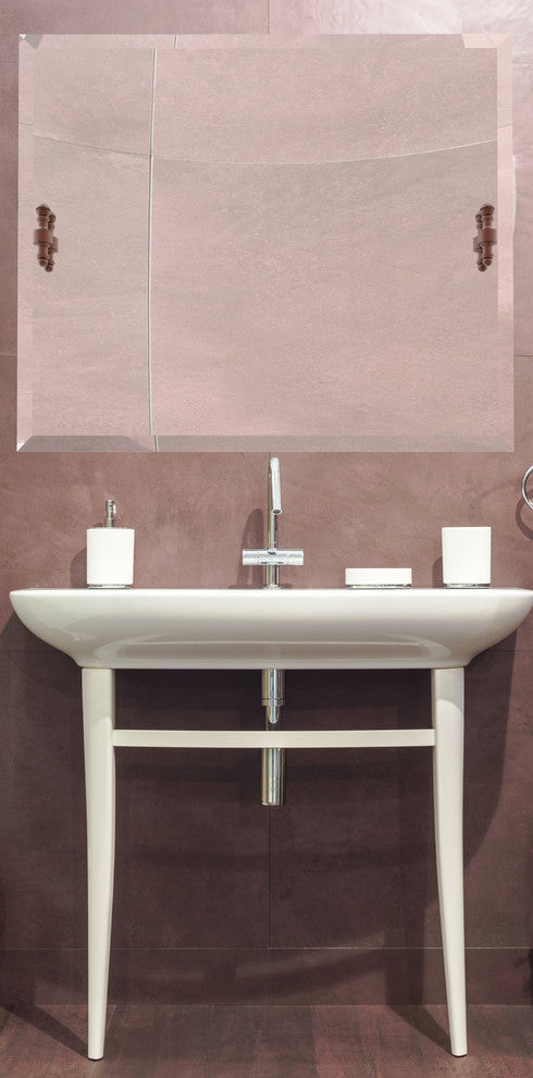 Frameless Landscape Beveled Edge Tilt Mirror, Antique Bronze