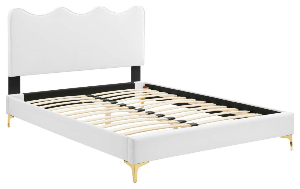 Current Performance Velvet Twin Platform Bed, White