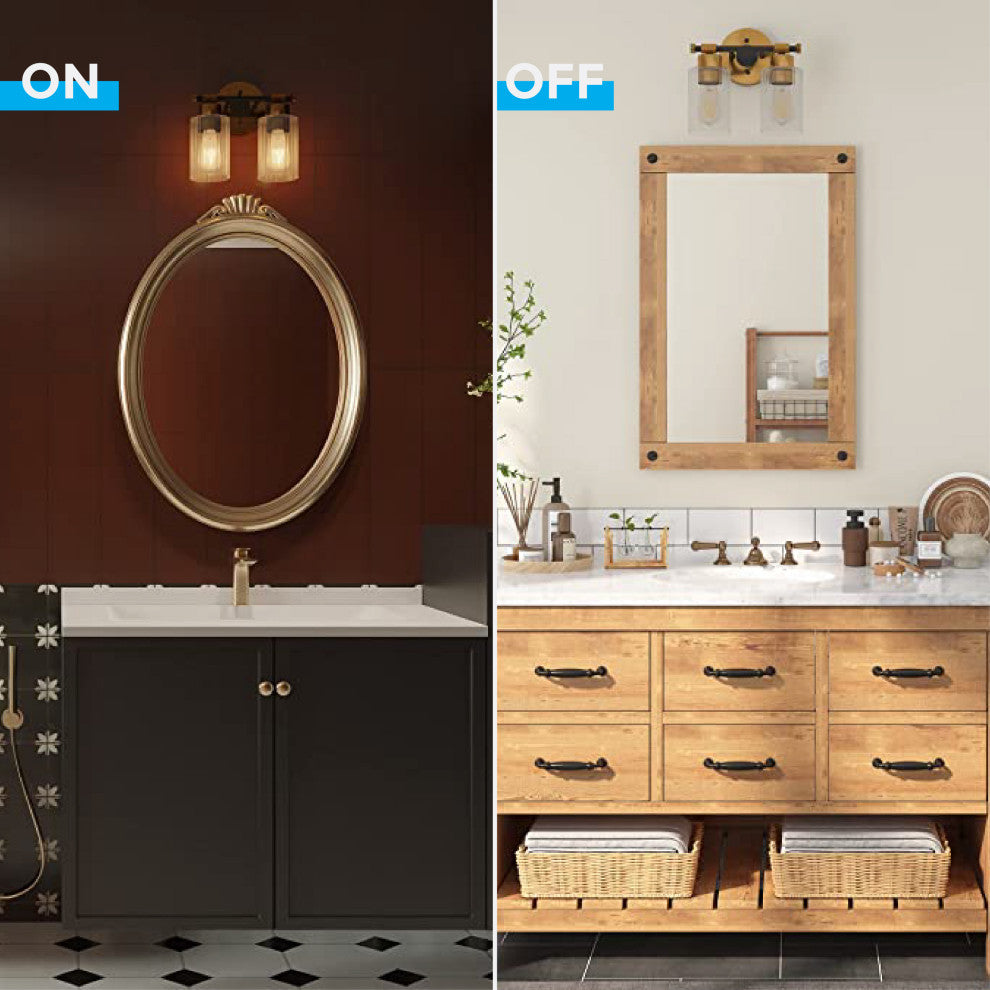 2-Light wireless vanity lights Gold wireless lighting Metal bath lights