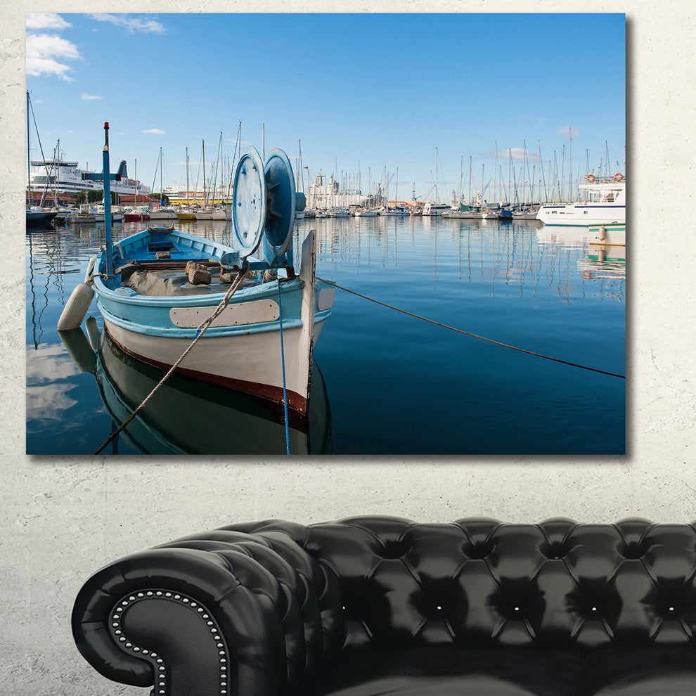 Yachts in Toulon Port France, Boat Canvas Art Print, 40"x30"