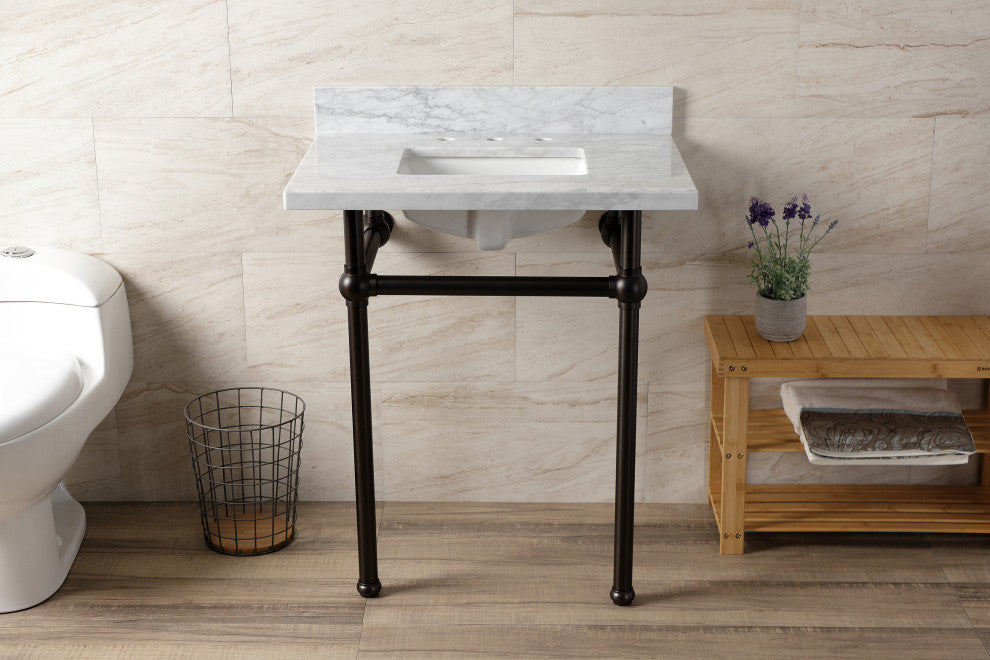 KVBH3022M8SQ5 30" Console Sink with Brass Legs (8-Inch, 3 Hole)