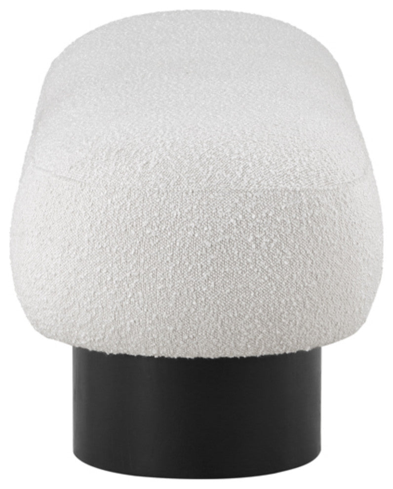 Robertson Boucle Fabric Upholstered Bench, Cream, Black Finish