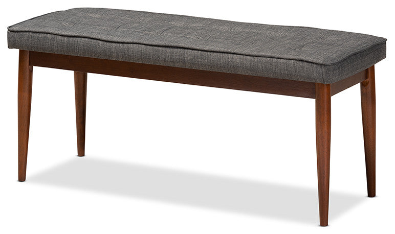 Itami Mid-Century Modern Dark Gray Medium Oaked Wood Dining Bench
