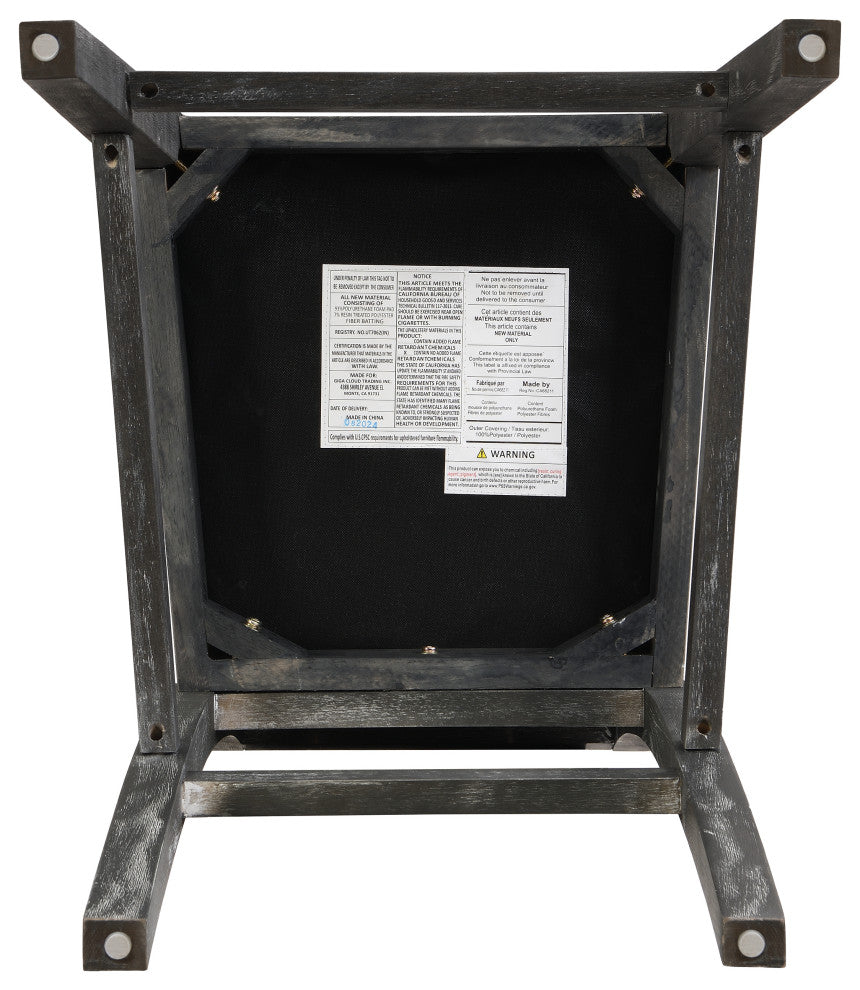 GDF Studio Retro Upholstered Barstools, Rubberwood Frame, Set of 2, Black/Gray