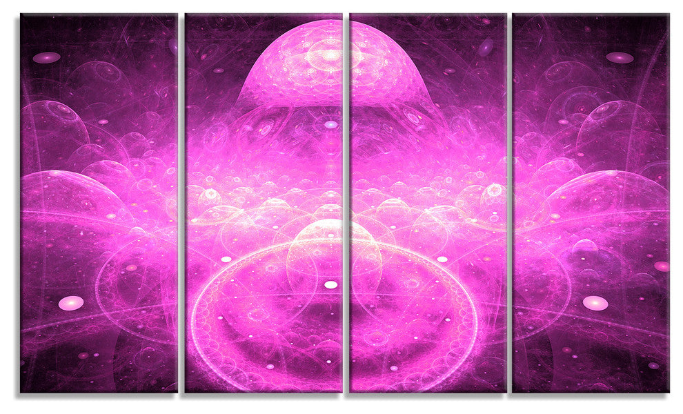 Bright Purple Infinite World, Floral Canvas Art Print, 48"x28", 4 Panels