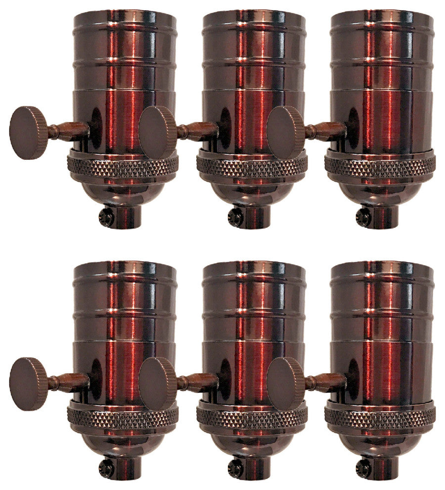 Royal Designs, Inc. On/Off Turn Knob Lamp Socket, Oil Rubbed Bronze, Set of 6
