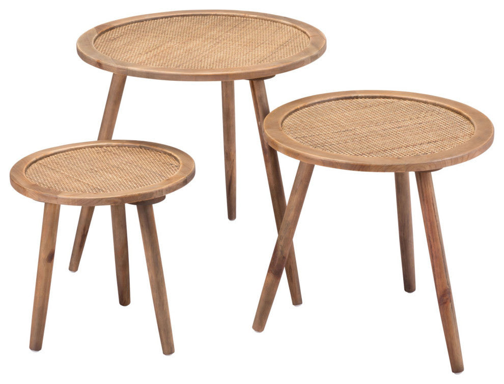 Sofa Side Table, Round, Wood, Natural, Mid Century Lounge Lobby Hospitality