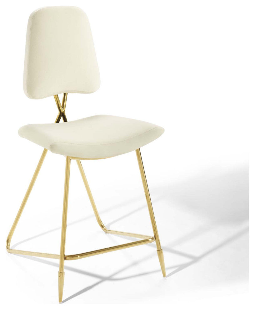 Ponder Counter Stool Performance Velvet Set of 2-Ivory