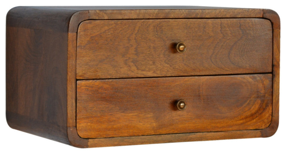 Floating Curved Chestnut Nightstand