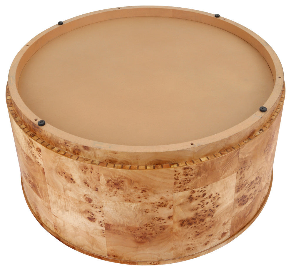 Arsenio Burl Wood Round Table, Natural Burl, Coffee Table