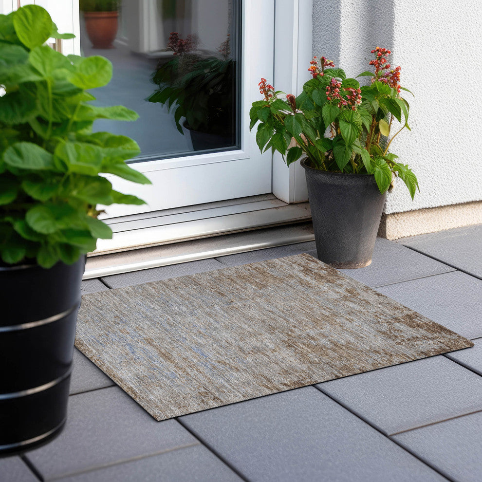 Machine Washable Indoor/Outdoor Chantille ACN1901 Taupe 1'8" x 2'6" Rug