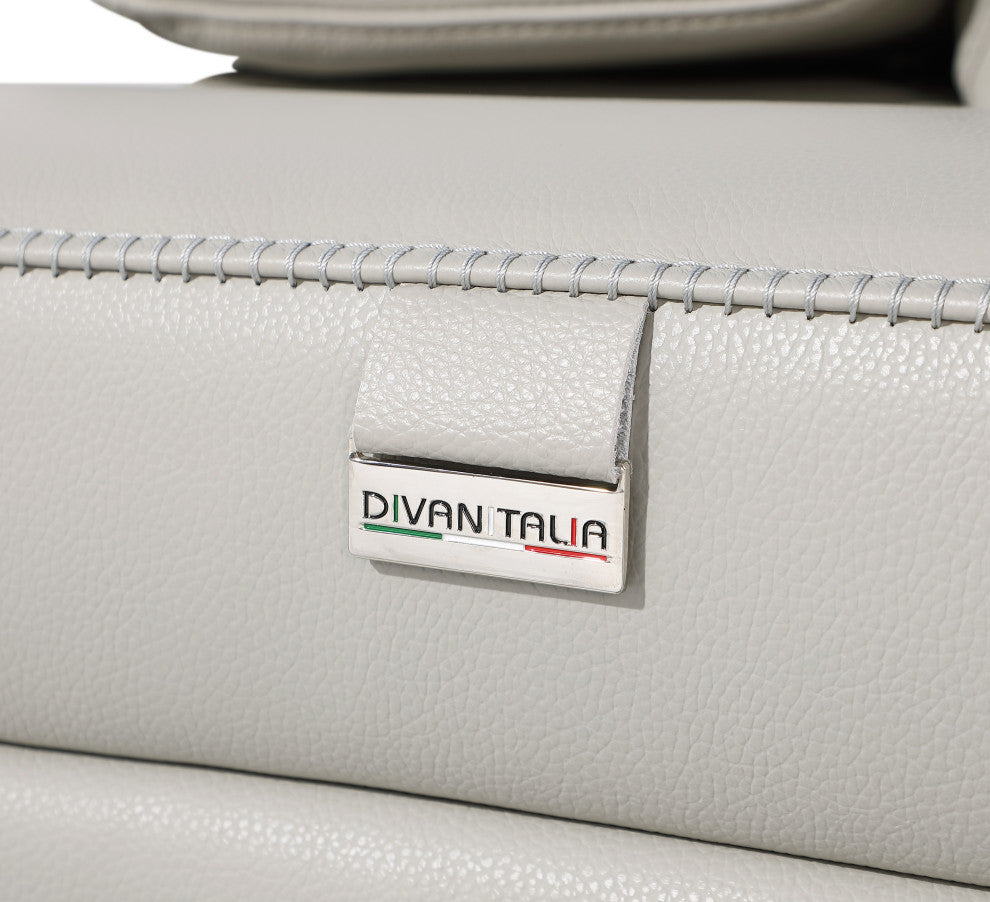 GIOVANNI 8-Piece, 4-Power Reclining Italian Leather Sectional, Light Gray