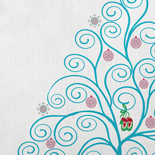 Decorated Filigree Tree Accent Pillow, Turquoise, 20"x20"